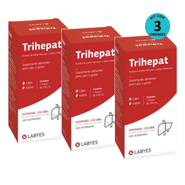 Kit 3 Suplemento Alimentar Trihepat Cães e Gatos 100mL - Labyes